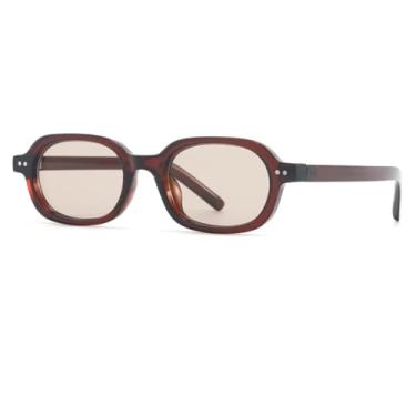 Imagem de Óculos de Sol Femininos da Moda, Estilo Retrô, com Rebites, Cor Laranja, Proteção UV400 (Marrom-Claro)