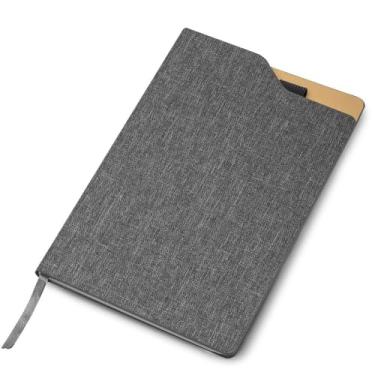 Imagem de Caderno com Capa Dura Cinza com Suporte de Caneta – 80 Folhas Pautadas – Elegante, Resistente e Ideal para Estudos e Escritório