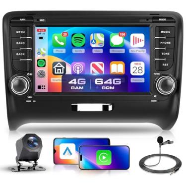 Imagem de Rádio automotivo 4G + 64G para Audi TT MK2 2006-2014 atualização estéreo automotivo com carplay sem fio Android Auto DSP 32EQ, tela sensível ao toque IPS HD de 7 polegadas, Android Auto, 5.0 Bluetooth