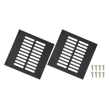 Imagem de PATIKIL 2 peças de tampa de ventilação de porta de 15 x 15 cm, capa de ventilação de grade de alumínio com parafusos de montagem para porta de teto de armário de guarda-roupa, preto