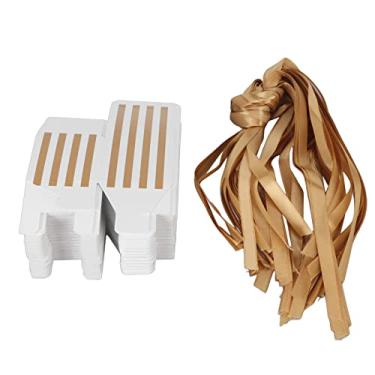 Imagem de Mini caixas de presente com listras douradas, caixa de embrulho de fácil montagem com fitas para lembrancinhas de festa de aniversário de casamento, 50 peças, papel resistente