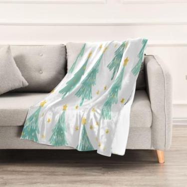 Imagem de Wassud Cobertores e mantas de Natal 152 x 228 cm com desenho de árvores de Natal para sofá, cobertores quentes aconchegantes de lã de pelúcia para cama, sofá, cadeira, decoração de casa