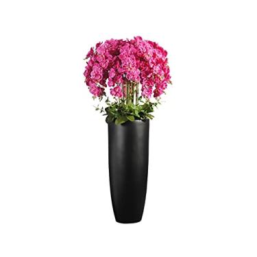 Imagem de Conjunto de flores artificiais em vaso, flores artificiais grandes, flores falsas, buquê de flores artificiais com vaso preto, usado para decoração de sala de estar e escritório em casa