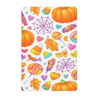 Imagem de Wassud Lençóis de berço respiráveis de Halloween fofos abóboras, capas de colchão de berço de 68 x 99 cm, neutros para meninos e meninas (serve para berço padrão e pacote e brincadeira)