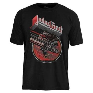 Imagem de Camiseta de Banda Stamp Judas Priest em Algodão Manga Curta Gola Redonda Oficial-Unissex