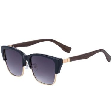 Imagem de Óculos de sol vintage luxuosos com lentes de madeira estilo olho de gato, óculos de sol femininos da moda para homens, óculos de viagem para o verão, UV400 (preto, gradiente, cinza)