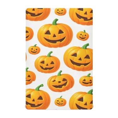 Imagem de Wassud Lençóis de berço respiráveis de Halloween Pumpkins, capas de colchão de berço de 68 x 99 cm, neutros para meninos e meninas (serve para berço padrão e pacote e brincadeira)