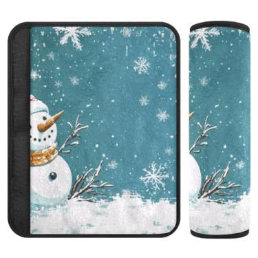 Imagem de Burbuja Capa de cinto de segurança de carro boneco de neve de Natal protetor de cinto de segurança macio para carro alça de ombro de assento de carro, 1 par médio