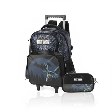 Imagem de Kit Escolar Preto Batman Mochila + Estojo Box