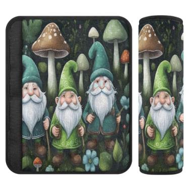 Imagem de Burbuja Capa para cinto de segurança de carro St. Patrick Gnomo Cogumelos Protetor de cinto de segurança de carro macio confortável para alça de ombro de assento de carro, 1 par médio