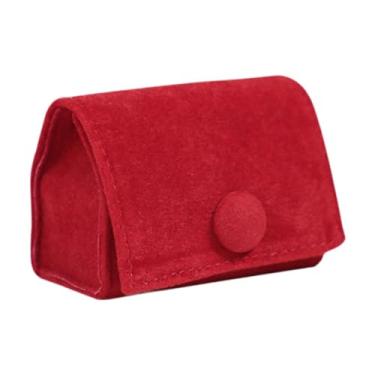 Imagem de predolo Mini Caixa de Presente para Joias, Brincos e Colares, Porta-Anéis Portátil de Veludo para Viagem, Ideal para Mães, Vermelho