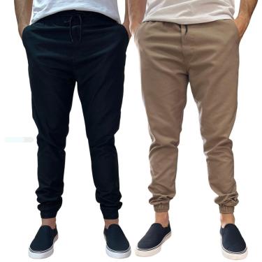 Imagem de Kit 2 Calça Jogger Masculina Jeans Sarja Com Punho Elástico-Masculino