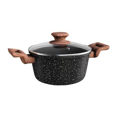 Imagem de Caçarola com Tampa ColorStone Wooden 20cm - Preta - Euro Home