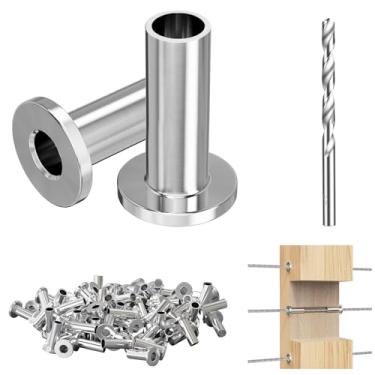 Imagem de Steel DN Mate Pacote com 50 Mangas Protetoras de Aço Inoxidável para Corrimão de Cabo de Aço Inoxidável 1/8, Mangas Protetoras de Cabo de Grau Marinho T316 para Sistema de Corrimão (1/8", Prata)