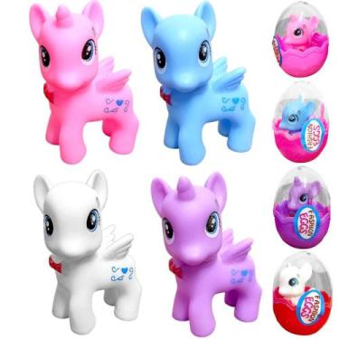 Imagem de Coleção 4 Little Unicórnio Pony Ovo Rosa Roxo Azul Branco - OM Utilida