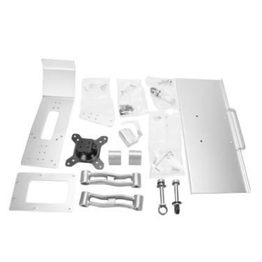 Imagem de Display Teclado Suporte para mesa Suporte ergonômico ajustável para economia de espaço Suporte de tela integrado com bandeja de teclado para home office Liga de alumínio 17,72 pol.