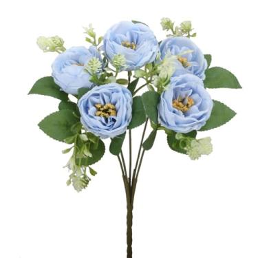 Imagem de WGKOMEGE 6 pacotes de peônias artificiais de flores artificiais para casamento, buquê de flores artificiais para mesa, decoração de casamento, arranjo floral nupcial (pacote com 6)