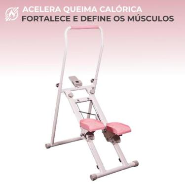 Imagem de Máquina De Escalada Branco-Rosa Simulador Caminhada Fitness Dobrável A