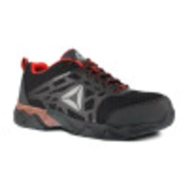 Imagem de Reebok Tênis de trabalho masculino RB1061 Beamer bico de segurança sem costura, acabamento preto e vermelho, Preto, 7 Wide