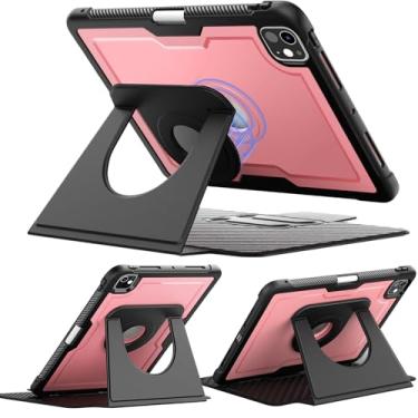 Imagem de Miimall Capa para iPad Pro 11 polegadas M5/M4, iPad Pro 11 2025/2024 com suporte para lápis, capa magnética removível, suporte de vários ângulos, capa traseira à prova de choque com parte traseira de