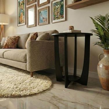 Imagem de Mesa de Canto Sala de Estar Canadá com Base Clássica Curva Preto - ARK