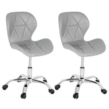 Imagem de Kit 2 Cadeiras Escritório Slim Vegas Base Giratória Estofada Cinza - D
