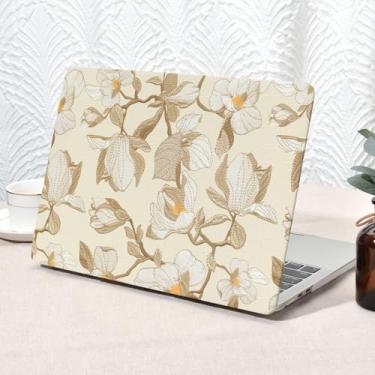 Imagem de Seorsok Compatível com a nova capa MacBook Air de 13,5 polegadas M4 M3 M2 2025 2024-2022 versão A3240 A2681 A3113, elegante capa rígida de couro com estampa floral florida e plástico com capa de