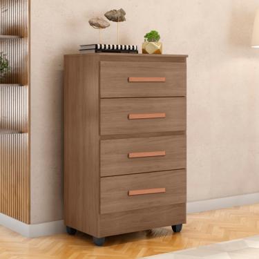 Imagem de Cômoda 4 Gavetas com Pés Lite Móveis Leão - Carvalho OAK