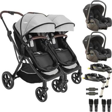Imagem de Carrinho Kiddo Gemeos 2 Bebe Conforto 2 Base ISOFIX Nomad Grafite