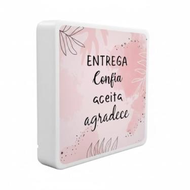 Imagem de Luminária Box Slim LED USB, Entrega Confia Aceita e Agradece, Rosa, 20x18x5cm, Polietileno, Bivolt
