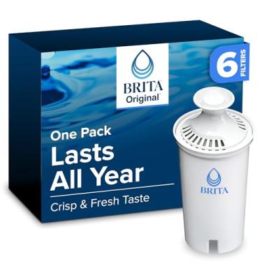 Imagem de Brita Filtro de água padrão para jarros e dispensadores, reduz as impurezas de cobre, cádmio e mercúrio, dura dois meses ou 40 galões, inclui 6 filtros para jarros