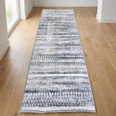 Imagem de Muddy Mat Greyline Tapetes laváveis de 0,9 m x 2,1 m para sala de estar, quarto e sala de jantar – Tapete moderno macio e antiderrapante – Tapetes dobráveis à prova d'água para animais de estimação