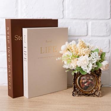 Imagem de Lengba Atualize a decoração da sua casa com caixas de livros decorativas - Conjunto de 2 para mesa de centro com armazenamento oculto para fotos e lembranças