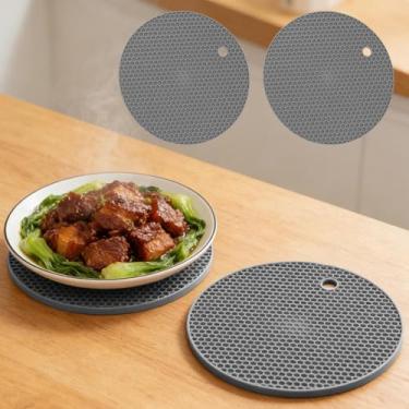 Imagem de Conjunto de 2 peças de jogo americano redondas, tapetes circulares de mesa de jantar texturizados em favo de mel para mesa de cozinha, bancada, uso diário