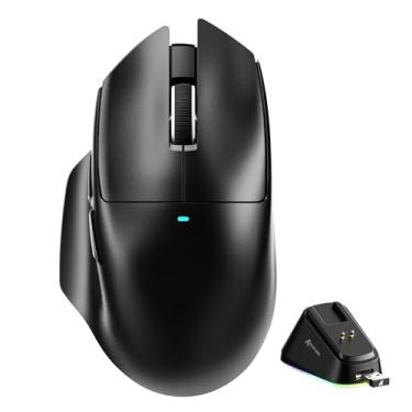 Imagem de ATTACK SHARK Mouse para jogos V6 65g Superlight sem fio com base de carregamento magnético RGB, mouse BT/2,4 GHz sem fio/com fio 1K, sensor PixArt PAW3311, 25000DPI, mouse gamer de escritório para PC