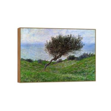Imagem de BMZFYBS Claude Monet Famosas Impressões em tela de parede prontas para pendurar - Coast at Trouville - Pintura de moldura de madeira para decoração de sala de estar 70 x 100 cm 27 x 39 pol