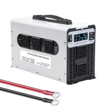 Imagem de 24V to 220V 60HZ,Inversor de onda senoidal pura de 1500 watts, conversor de 12V-72V CC para 110V/220V CA, inversor de potência de pico de 3000W, 5 tomadas CA, 72V para 220V