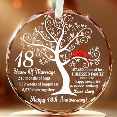 Imagem de Bozspacer Enfeite de vidro para aniversário de 18 anos – Casamento de prata para pais, casal, esposa ou marido – Lembrança exclusiva de decoração de Natal para casamento de 25 anos