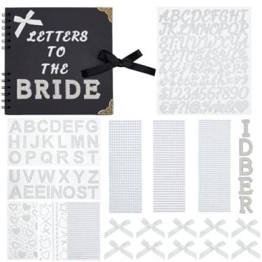Imagem de SOFPLATE Livro de recortes preto de 20 x 20 cm Letras para a Noiva Livro de Memória de Casamento com Laços Adesivo de Strass DIY Papel em Branco Álbum de Fotos Placa de Livro de Visitas para Chá de