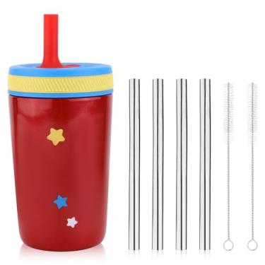 Imagem de 4 peças de substituição de canudos de metal para Zak 425 g, com 2 limpadores de palha, canudos reutilizáveis de aço inoxidável compatíveis com Zak Designs Kelso 350 g, acessórios de garrafa de água