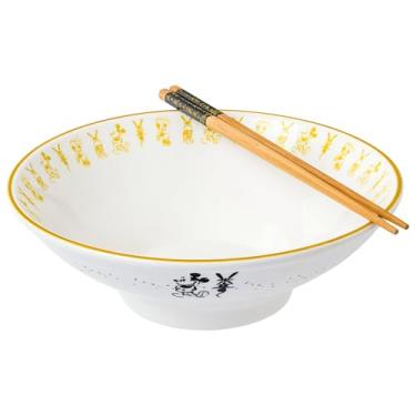 Imagem de Silver Buffalo Tigela de cerâmica para caligrafia Mickey Minnie 850 g com pauzinhos