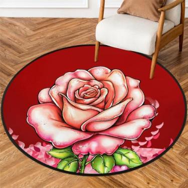 Imagem de Tapete redondo pequeno de 1,5 m para dia dos namorados, tapete circular antiderrapante, lavável, para quarto, sala de estar, berçário, cozinha, banheiro, entrada, decoração de casa
