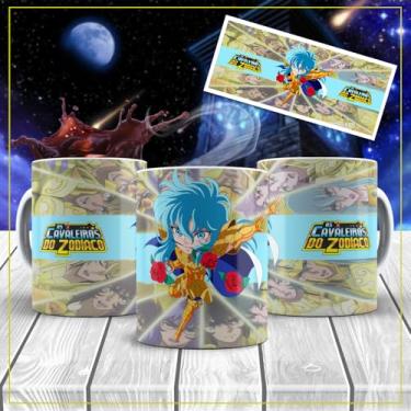 Imagem de Caneca Porcelana Os Cavaleiros do Zodíaco Cavaleiro de Ouro Todos Os Personagens 325ml (Peixes)