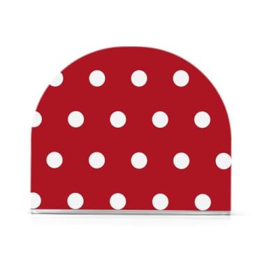 Imagem de Porta-guardanapos de mesa vermelhos de bolinhas brancas, pacote com 2 porta-guardanapos ao ar livre, porta-lenços de plástico