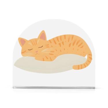 Imagem de Travesseiro de gato preguiçoso bege porta-guardanapos para mesa, porta-guardanapos de hóspedes para banheiro, pacote com 2, suporte de acrílico antiderrapante