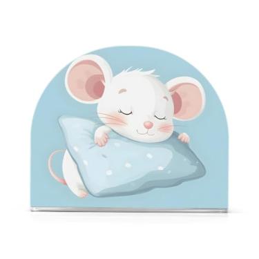 Imagem de Funny Mouse Porta-guardanapos de banheiro azul, conjunto de 2, porta-lenços de acrílico, porta-guardanapos de banheiro