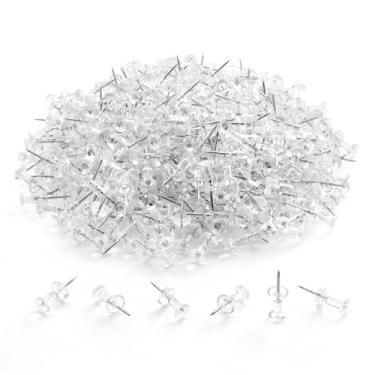 Imagem de ZZTX Pacote com 500 alfinetes, grandes volumes transparentes para quadro de avisos, quadro de cortiça, escritório