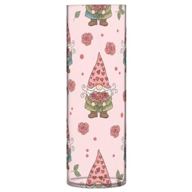 Imagem de CEBUGI Gnomos Vaso de flor rosa 10 cm x 30 cm Vaso cilíndrico para flores, vaso transparente inquebrável para decoração de casa de festa de casamento