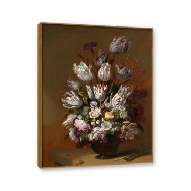 Imagem de Moldura de teca. Arte de parede em tela de especiarias coloridas e colher de tempero | Decoração de cozinha vintage | Arte moderna para casa e sala de jantar. B67. 30 x 40 cm-11,8 x 15,7 pol