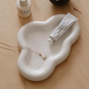 Imagem de WENSHUO Bandeja de joias Chubby, lindo prato de bugigangas de nuvem (branco nácar)